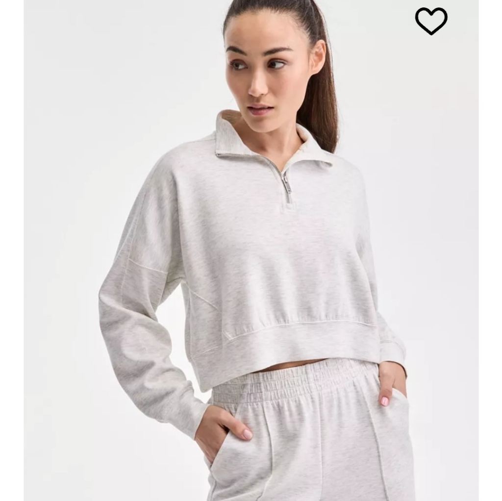 Ideology Light Gray Quarter-Zip Sweatshirt Activewear